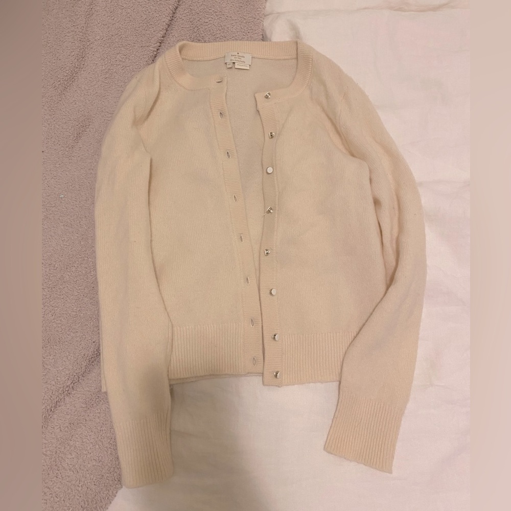 Kate Spade 100% Wool Cardigan in Cream - Size XS